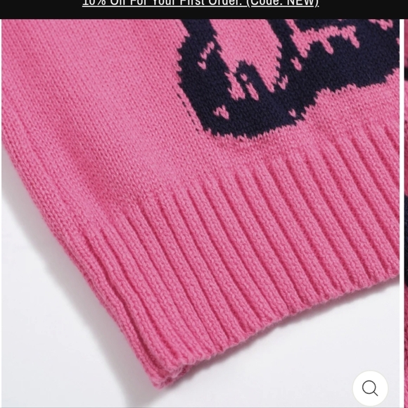 Hot Pink Women's French Bulldog Sweater with Dog w Glasses Print NWT Medium - Picture 4 of 5